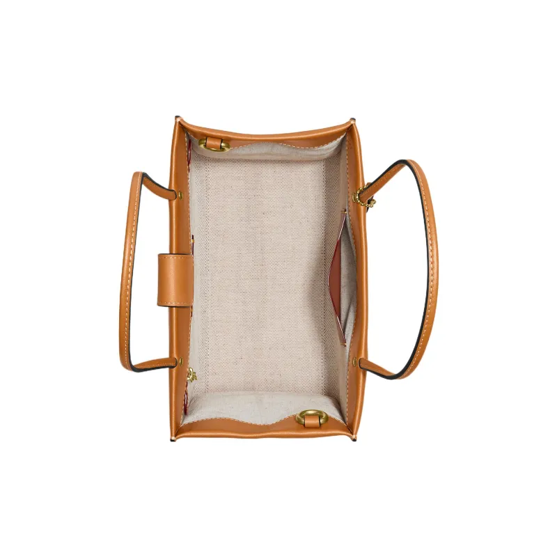 COACH Cashin Leather Tote Bag Shopping Bag Handbag Shoulder Bag Crossbody Bag Small Size Women's Orange-2