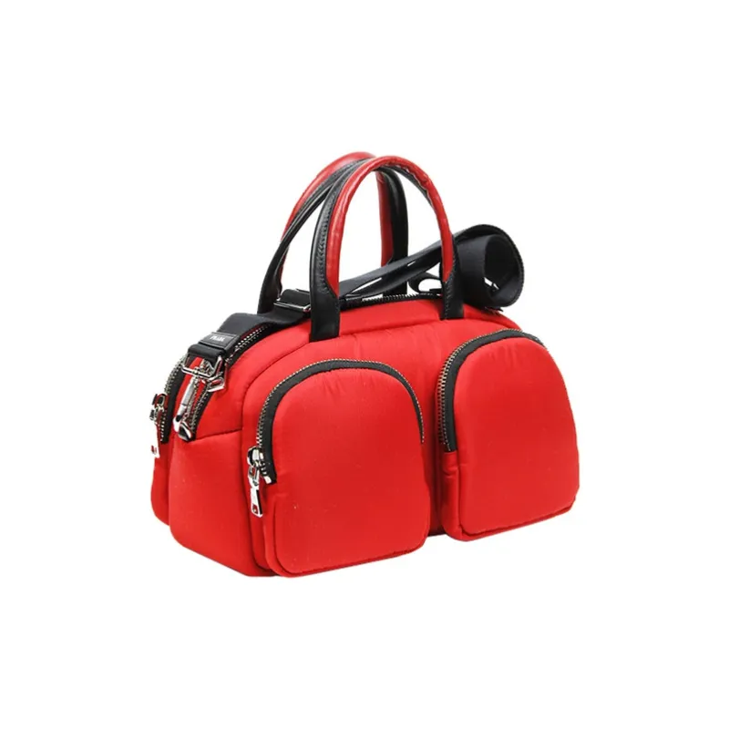PRADA Nylon Fabric Handbag Women's Red-2