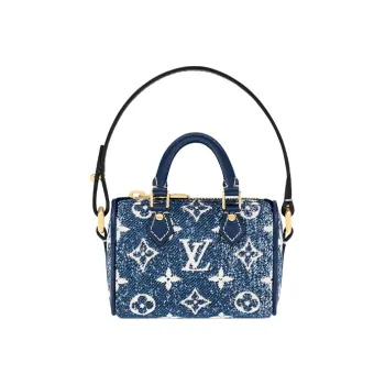 LOUIS VUITTON Speedy Denim Pillow Bag Key Pouch Coin Purse Extra Mini Women's Blue