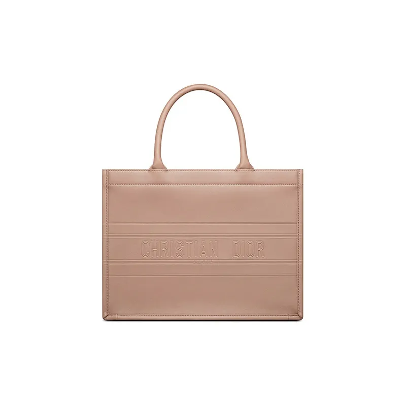 DIOR BookTote Cow Leather Tote Bag Shopping Bag Shoulder Bag Handbag Women's Warm Taupe Gray-0