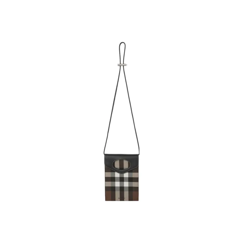 Burberry Leather One Shoulder Crossbody Cell Phone Pouch Men's Dark Birch Brown-4