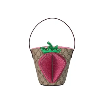 GUCCI Canvas With Leather Canvas Bag Bucket Bag Handbag Kids' Bag Regular Kids' Ebony/Pink/Candy Color