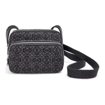 LOEWE Camera Bag In Anagram Jacquard Mini Anthracite/Black