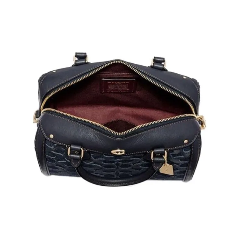 COACH Ivie Iconic Denim And Exquisite Calfskin Crossbody Bag Medium Size Unisex Denim Blue With Black Accents-5