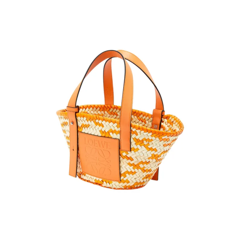LOEWE Anagram Basket Cow Leather Handbag Small Size Women's Orange-1