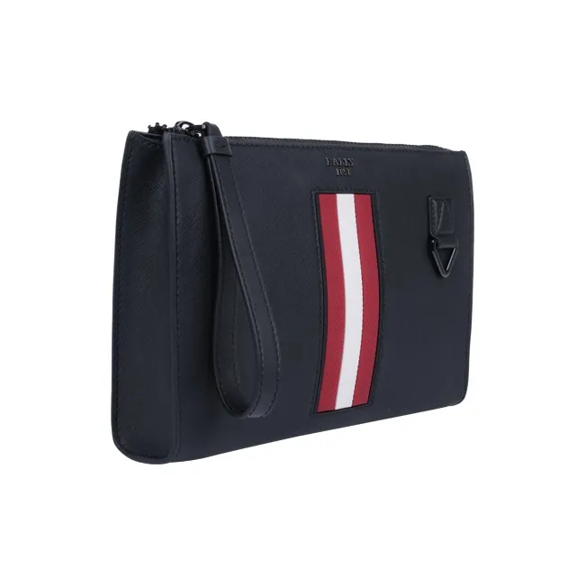 BALLY Cow Leather Coin Purse Commute Clutch Tubas Men's Pure Black-2
