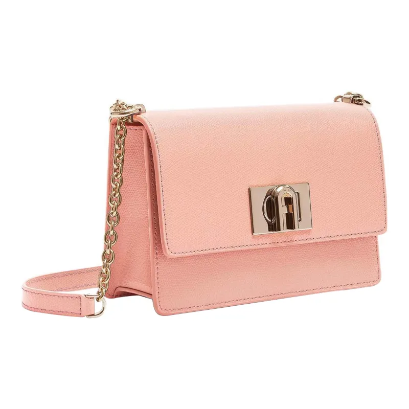 Furla 1927 Collection Pebbled Leather Shoulder Bag Crossbody Bag Mini Women's Grapefruit Pink-1