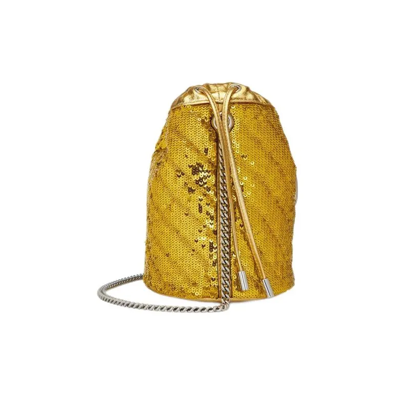 GUCCI Marmont Artificial Leather Bucket Bag, Shoulder Bag, Crossbody Bag Mini Women's Gold-1