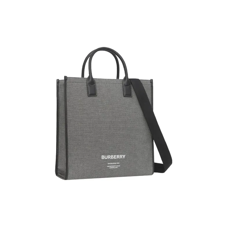 Burberry Horseferry Canvas Tote Bag Shopping Bag Shoulder Bag Crossbody Bag Handbag Men's Black/Gray-1