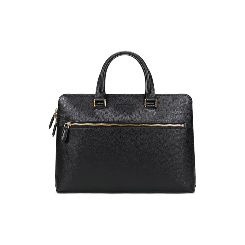 FERRAGAMO Cow Leather Briefcase, Laptop Bag, Business Bag, Handbag Men's Black-0
