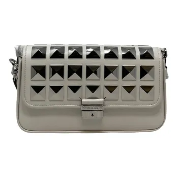 MICHAEL KORS Leather Shoulder Bag Women's Gray White