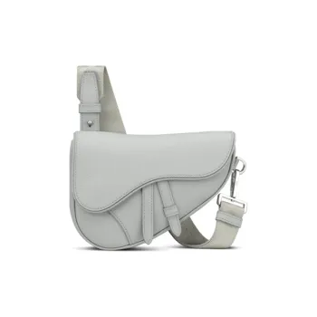 DIOR Saddle Grained Calfskin Saddle Bag Fanny Pack Sling Bag Shoulder Bag Crossbody Bag Mini Unisex Gray
