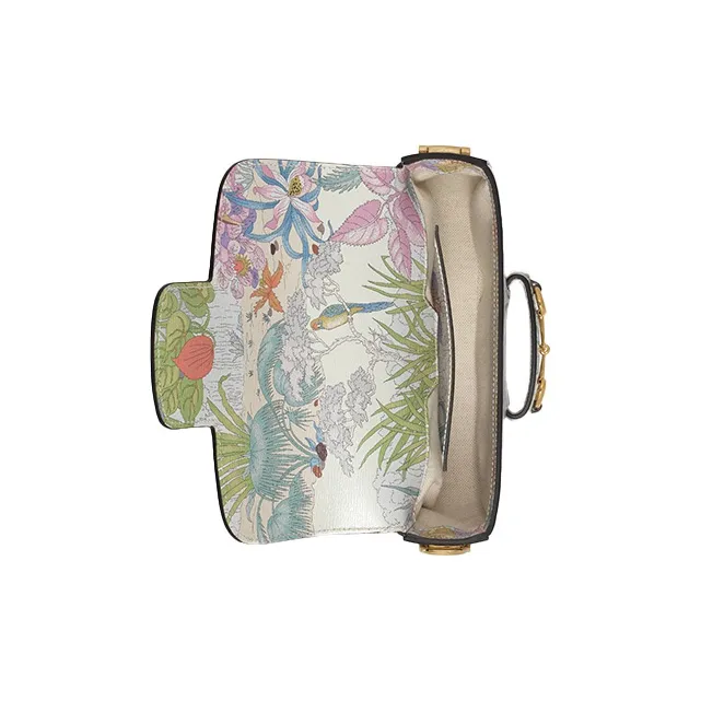 GUCCI Horsebit 1955 Leather Saddle Bag Shoulder Bag Crossbody Bag Mini Women's White/Multicolor-5