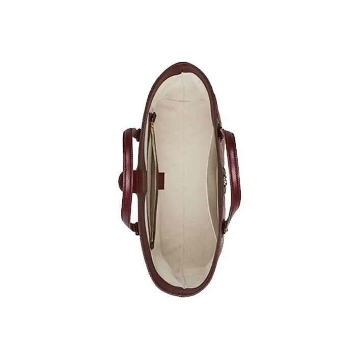 GUCCI Canvas With Leather Shoulder Bag Crossbody Bag Handbag Medium Size Women's Burgundy-5