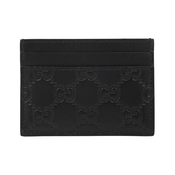 GUCCI Leather Card Holder Card Holder Men's Black-1
