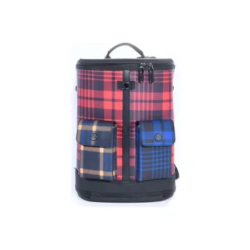 FREQUENTFLYER Polyester Backpack Unisex Plaid Yellow And Blue/Scottish Plaid Red