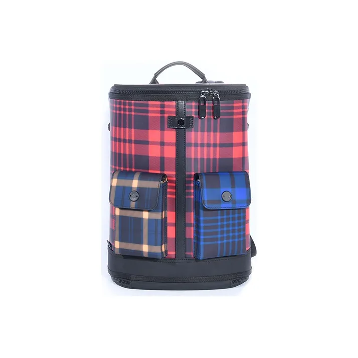 FREQUENTFLYER Polyester Backpack Unisex Plaid Yellow And Blue/Scottish Plaid Red-0