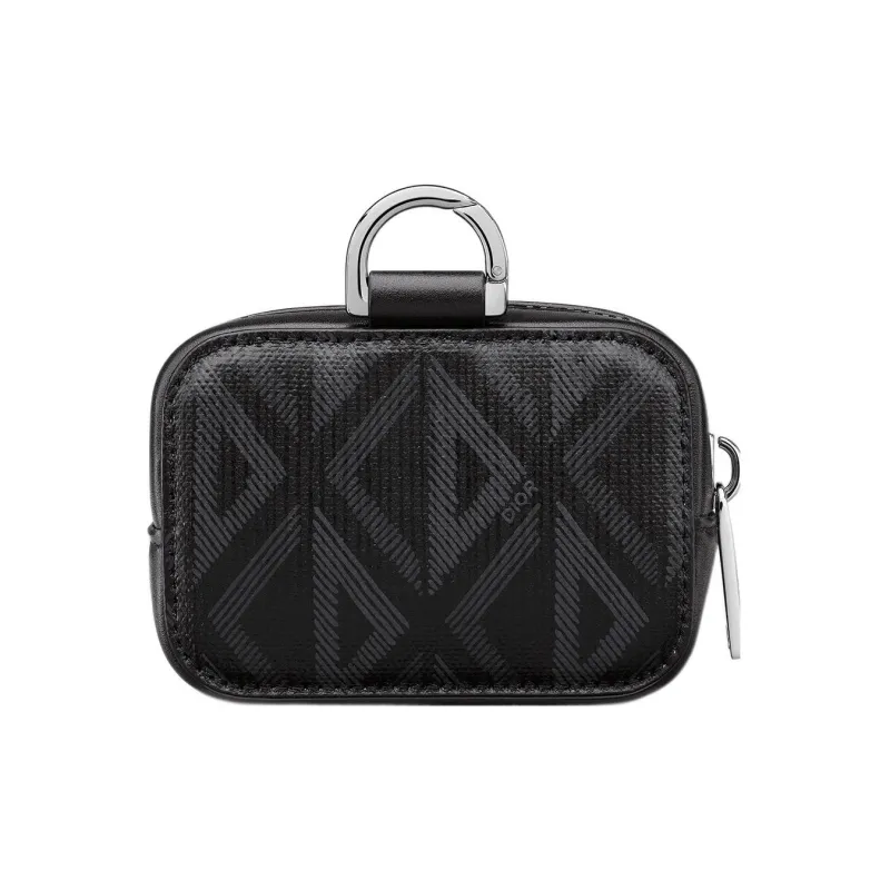 DIOR Canvas Shoulder Bag Crossbody Bag Clutches Men's Black Silver-3