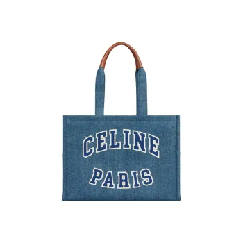 CELINE Denim Tote Bag, Shopping Bag, Shoulder Bag, Handbag Large Size Women's Ocean Blue