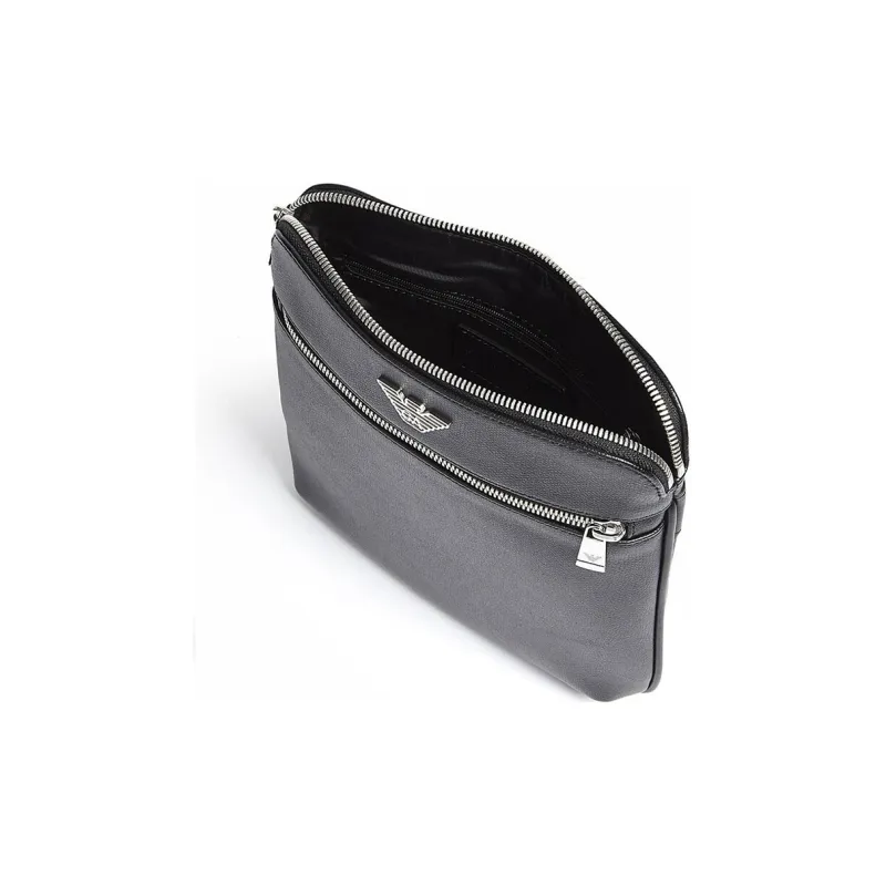 EMPORIO ARMANI Leather Crossbody Bag Shoulder Bag Men's Black-3