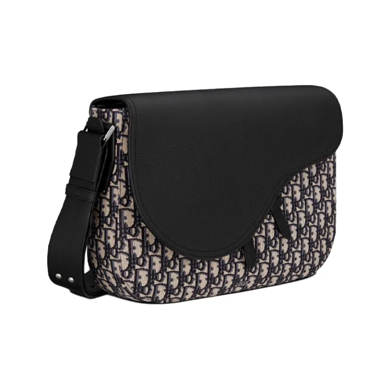 DIOR Cow Leather Saddle Bag Messenger Bag Men's Black-1