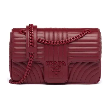PRADA PRADA Luggage Collection Cow Leather Crossbody Bags Shoulder Bags Women's Cherry Color