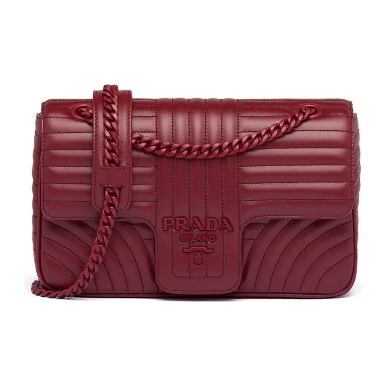 PRADA PRADA Luggage Collection Cow Leather Crossbody Bags Shoulder Bags Women's Cherry Color-0
