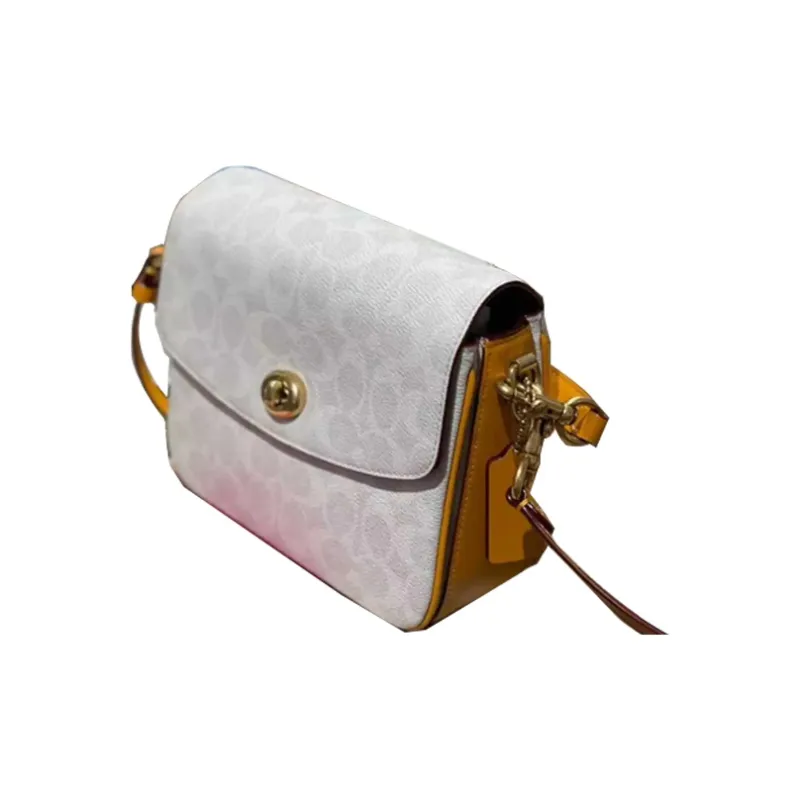 COACH Cassie Cow Leather Messenger Bag Handbag Shoulder Bag Crossbody Bag Small Size Women's White Print-1