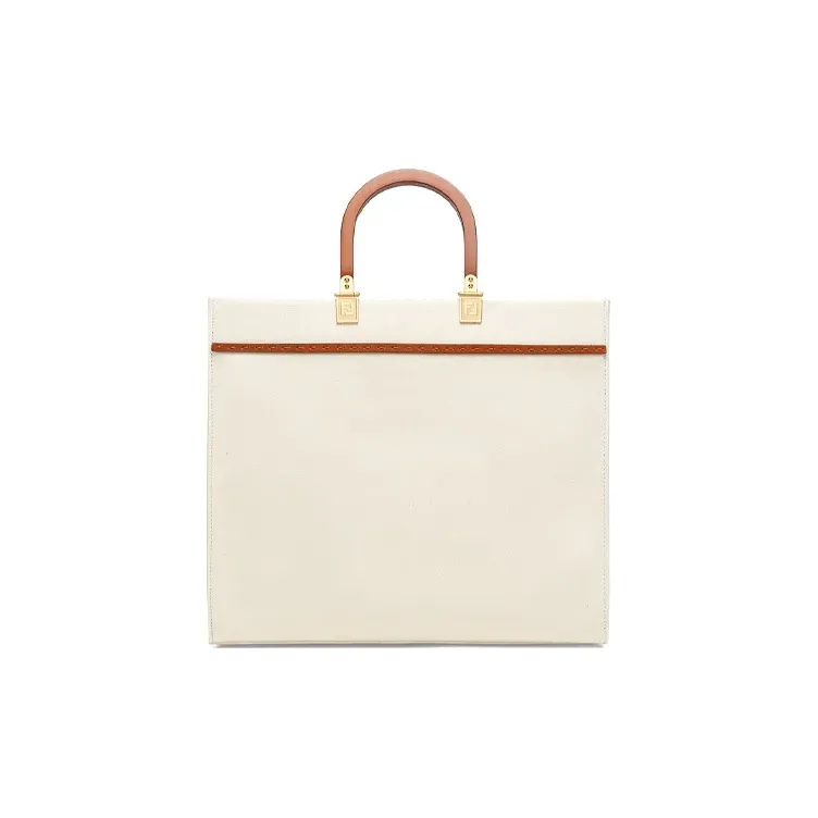 FENDI Sunshine Canvas Tote Shoulder Bag, Crossbody Bag, Handbag Medium Size Women's White-2