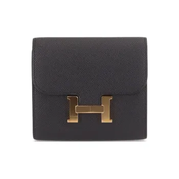 HERMES Constance Slim Epsom Leather Wallet Card Holder Coin Purse Women's Black