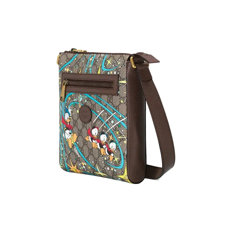 GUCCI Canvas With Leather Portable Crossbody Bag, Shoulder Bag Unisex Ebony-2