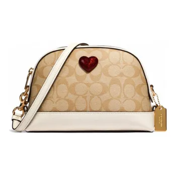 COACH Dome Cow Leather Dome Bag, Crossbody Bag, Shoulder Bag Small Size Women's Beige