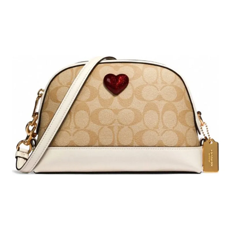 COACH Dome Cow Leather Dome Bag, Crossbody Bag, Shoulder Bag Small Size Women's Beige-0