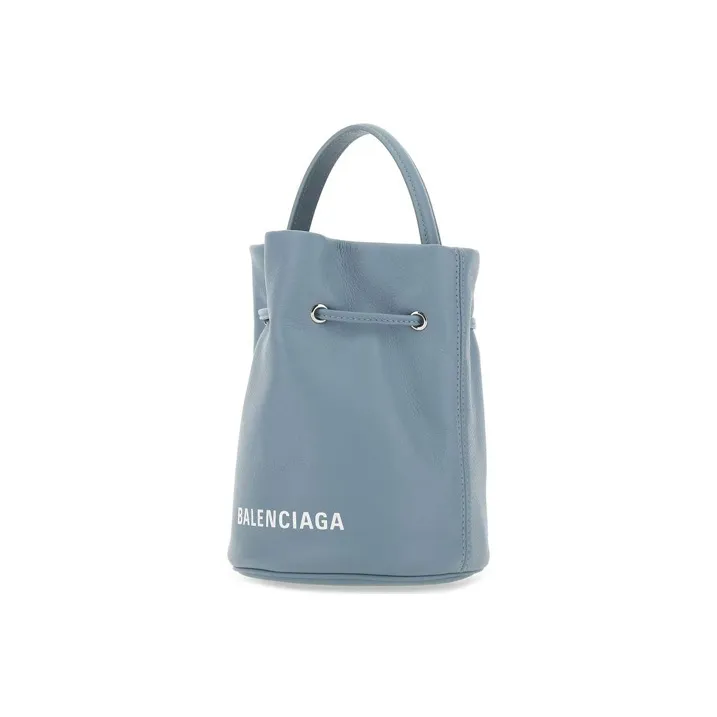Balenciaga Cow Leather Bucket Bag Women's Blue-2