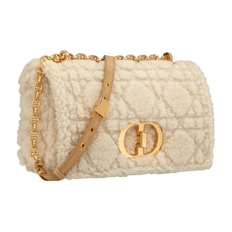 DIOR Shearling Crossbody Bag, Shoulder Bag Medium Size Women's Beige-3