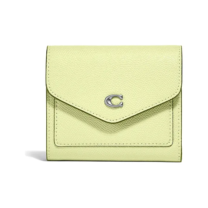 COACH Wyn Leather Envelope Bag, Clutch, Coin Purse, Wallet Women's Candy Yellow Green-0