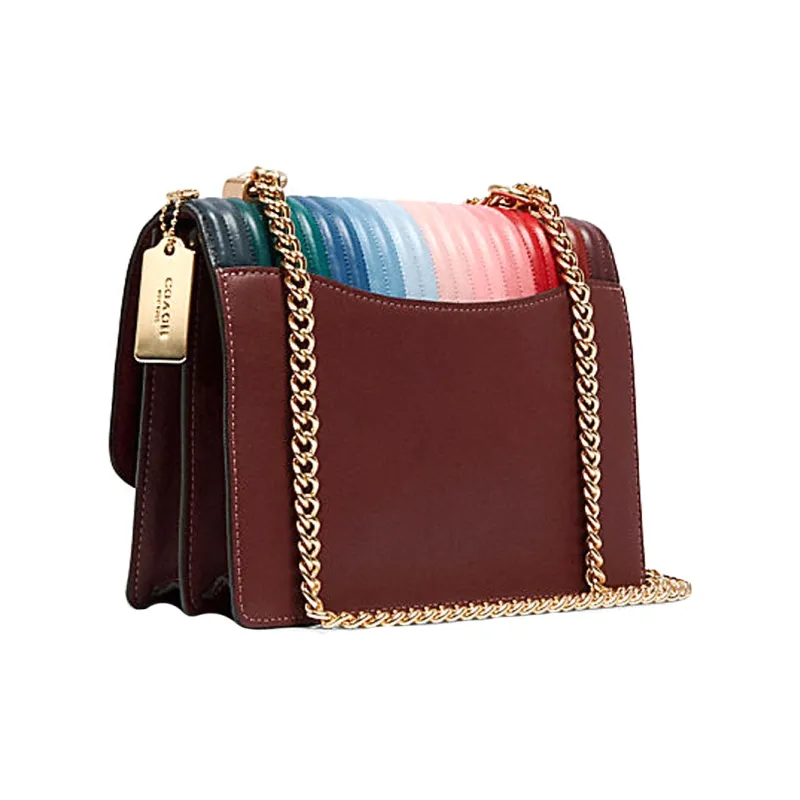 COACH Leather Trunk Bag, Shoulder Bag, Crossbody Bag Trumpets Women's Dark Brown/Multicolor-1