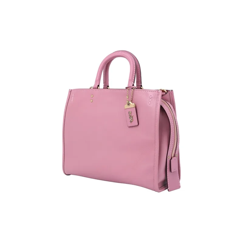 COACH Rogue Leather Shoulder Bag, Crossbody Bag, Handbag Large Size Women's Rose Pink-1