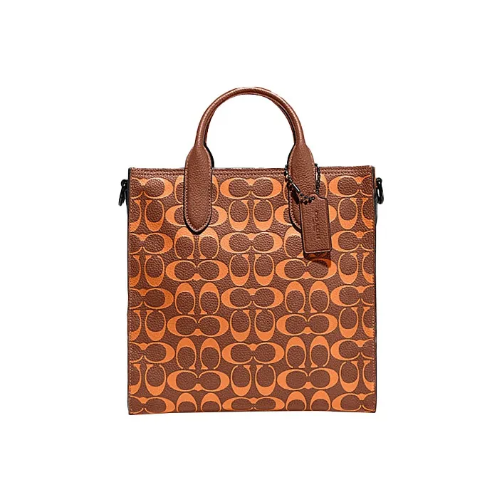 COACH Gotham Cow Leather Tote Bag Shopping Bag Shoulder Bag Handbag Medium Size Men's Orange Monogram-0