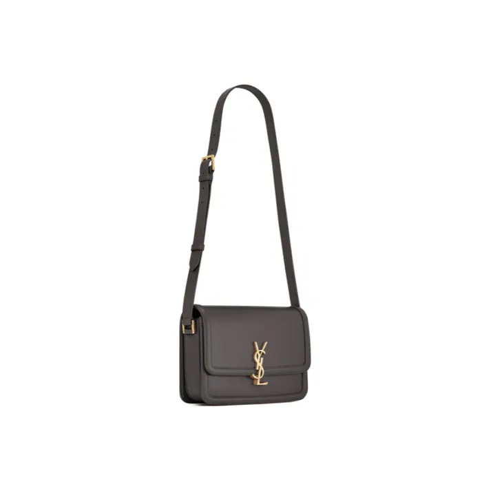 SAINT LAURENT SOLFERINO Leather Tofu Bag, Shoulder Bag, Crossbody Bag Medium Size Women's Gray White-3