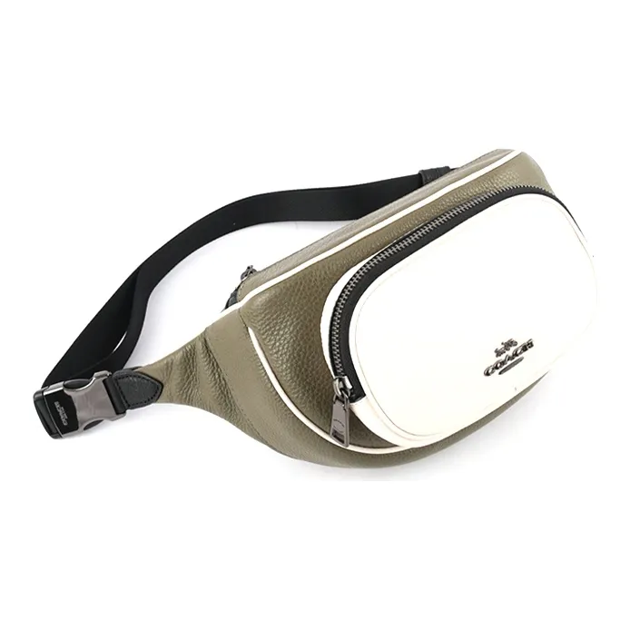 COACH Leather Sling Bag, Fanny Pack Regular Unisex White & Jasper-3
