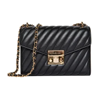 MICHAEL KORS Rose Leather Shoulder Bag Crossbody Bag Medium Size Women's Black