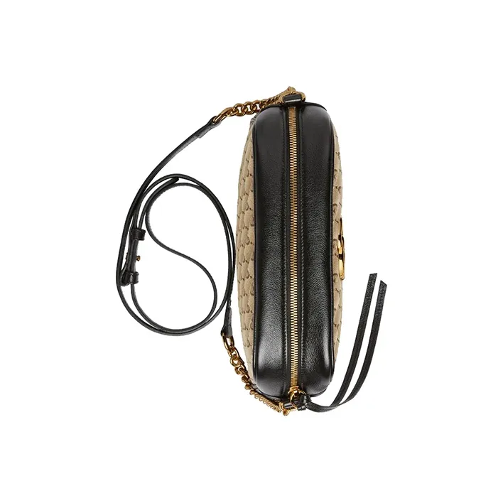 GUCCI Marmont Canvas With Leather Camera Bag Shoulder Bag Crossbody Bag Small Size Women's Ebony/Black-4