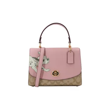 COACH Tilly Artificial Leather Crossbody Bag Medium Size Women's Khaki & Pink