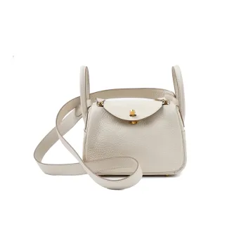 HERMES Lindy Taurillon Clemence Leather Handbag Shoulder Bag Crossbody Bag Mini Women's 10 Craie Milkshake White