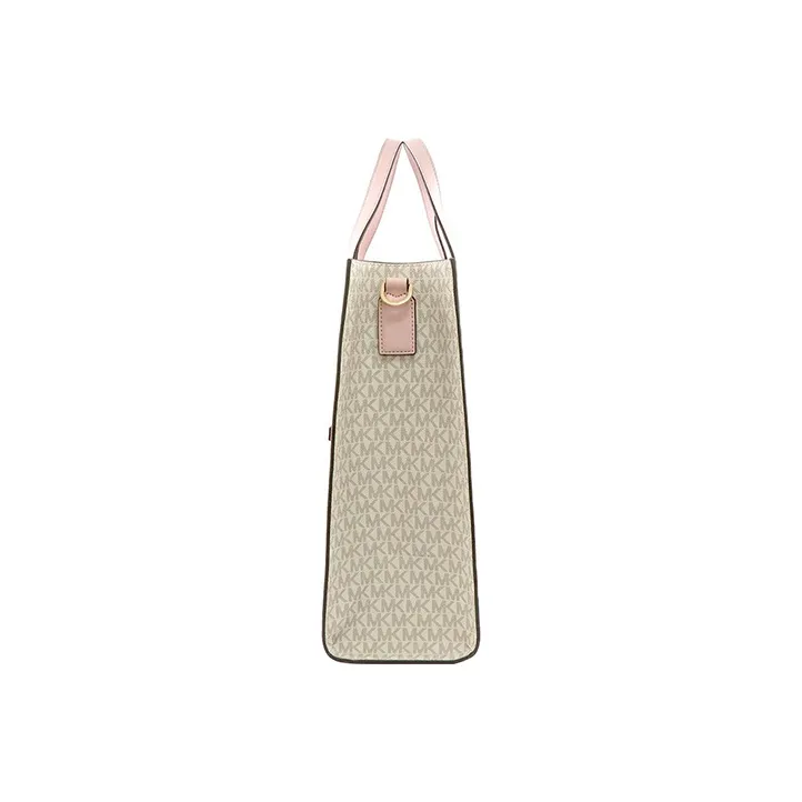 MICHAEL KORS Kenly PVC Tote Bag, Shopping Bag, Shoulder Bag, Handbag Women's Vanilla White & Pink-2