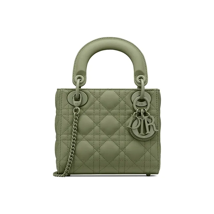 DIOR Lady Dior Cow Leather Wicker Pattern Shoulder Bag Crossbody Bag Handbag Mini Women's Matcha Green-0