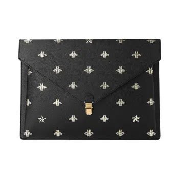 GUCCI Leather Envelope Bag, Clutch Tubas Unisex Black
