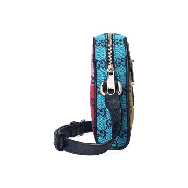 GUCCI Canvas With Leather Cell Phone Pouch, Shoulder Bag, Crossbody Bag Unisex Multicolor-5