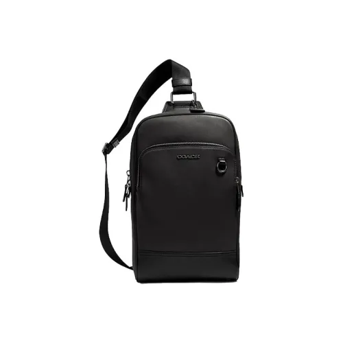 COACH Graham Leather Shoulder Bag, Crossbody Bag, Sling Bag Tubas Men's Black